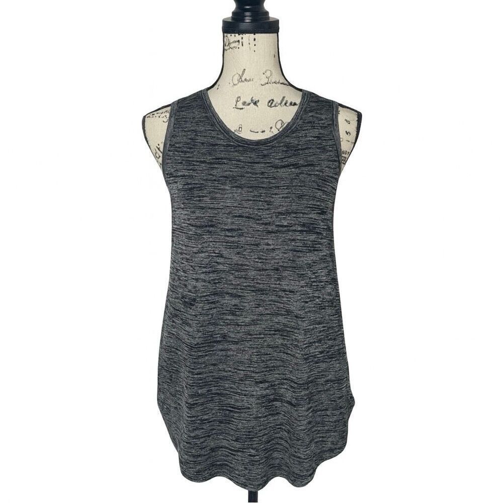 Gap Heather Gray Sleeveless Tank Top Size L Longline High Neck Stretch Knit